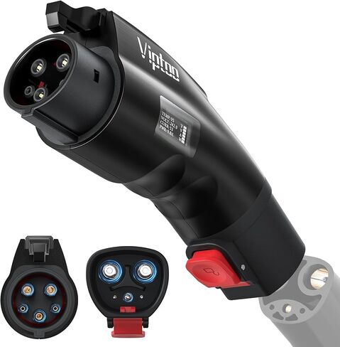 VIPTOO Tesla to J1772 Adapter 60A 250V AC — NACS EV Charging Connector with Charging Status Display for Tesla Wall/Destination/Mobile Charger, Fast & Safe Charging (Black) in Kuwait