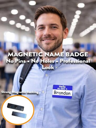 Custom Magnetic Name Tag Badge – “Hello My Name is" Personalized PVC Name Tag with Strong Clothing Magnet, No Pins or Holes, Waterproof Reusable for Events, Conferences, Volunteers & Business (Red) in Saudi Arabia