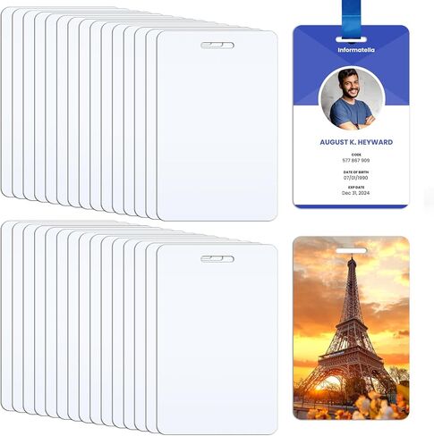 32 Pcs Sublimation ID Badge Blanks, Aluminum Sublimation Luggage Tag, Double Sided Keychains Blanks with Slots, Metal ID Cards Name Tags for Business Office Products DIY Items in Kuwait