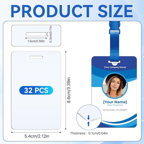 32 Pcs Sublimation ID Badge Blanks, Aluminum Sublimation Luggage Tag, Double Sided Keychains Blanks with Slots, Metal ID Cards Name Tags for Business Office Products DIY Items in Kuwait