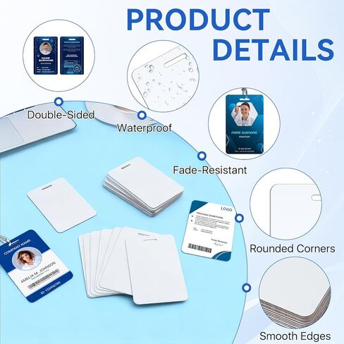 32 Pcs Sublimation ID Badge Blanks, Aluminum Sublimation Luggage Tag, Double Sided Keychains Blanks with Slots, Metal ID Cards Name Tags for Business Office Products DIY Items in Kuwait