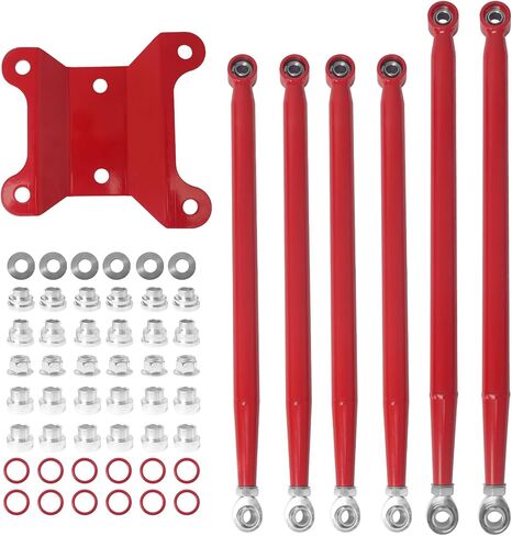 Rear Radius Rods for Can-Am Maverick X3 (64" Body) - for 2017–2021 X RC/RS/MR/MAX Models, Heavy-Duty Pre-Adjusted Steel with Heim Joints - Red in Kuwait