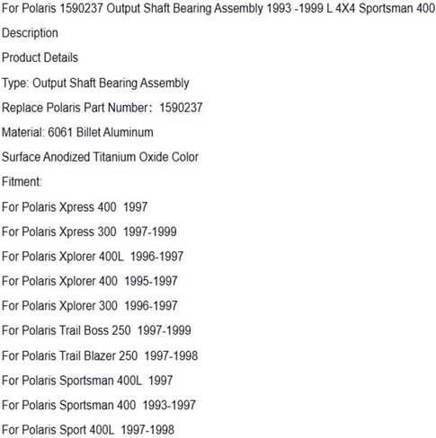 بديل لبولاريس لمجموعة محمل عمود الإخراج 1590237 1993-1999 L 4X4 400 OEM in Kuwait