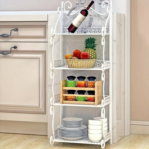 Four-Tier Bookshelf, Vintage Floor-Standing Bookcase, Tall Storage Rack for Cds, Films, and Books, Practical Book Organizer Shelves Suitable for Bedroom, Living Room, Bathroom, Kitchen in Kuwait