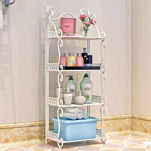 Four-Tier Bookshelf, Vintage Floor-Standing Bookcase, Tall Storage Rack for Cds, Films, and Books, Practical Book Organizer Shelves Suitable for Bedroom, Living Room, Bathroom, Kitchen in Kuwait