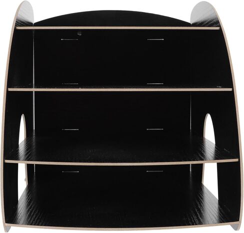 Wooden File Rack A4 Desktop Storage Shelf Arc-Shaped Office Storage Organizer Black for Documents and Paper Files in Kuwait
