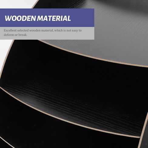 Wooden File Rack A4 Desktop Storage Shelf Arc-Shaped Office Storage Organizer Black for Documents and Paper Files in Kuwait