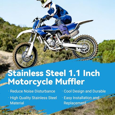 EOPOAYI Stainless Steel 1.1 Inch Motorcycle Muffler Compatible with 125cc 110cc Pit Dirt Bike SSR Taotao Coolster Apollo, Universal 28mm Exhaust Silencer for ATV 4 Wheeler Mini Bike Go Kart Parts in Kuwait