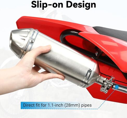 EOPOAYI Stainless Steel 1.1 Inch Motorcycle Muffler Compatible with 125cc 110cc Pit Dirt Bike SSR Taotao Coolster Apollo, Universal 28mm Exhaust Silencer for ATV 4 Wheeler Mini Bike Go Kart Parts in Kuwait