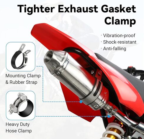 EOPOAYI Stainless Steel 1.1 Inch Motorcycle Muffler Compatible with 125cc 110cc Pit Dirt Bike SSR Taotao Coolster Apollo, Universal 28mm Exhaust Silencer for ATV 4 Wheeler Mini Bike Go Kart Parts in Kuwait