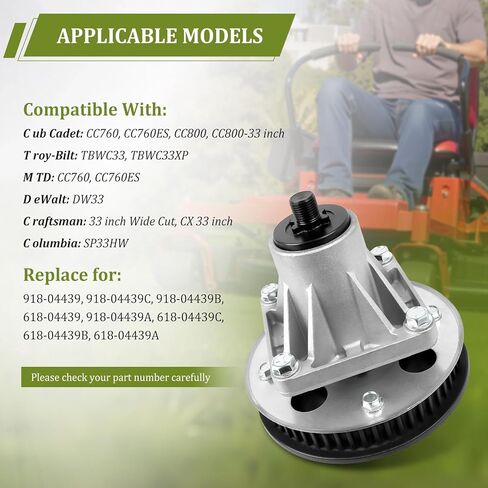 918-04439C Spindle Compatible with T Roy-Bilt TBWC33 TBWC33XP, C ub-Cad et CC760, CC760ES, CC800, M TD CC760, CC760ES, D ewalt, C olumbia, C Raftsman, Replaces 918-04439B, 918-04439, 618-04439 in Kuwait