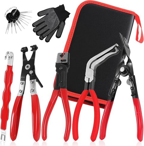7PCS Electrical Disconnect Pliers, Automotive Electrical Disconnect Pliers, Connector Removal Tool Kit for Cars, Trucks & SUVs with Storage Bag & Gloves in Kuwait