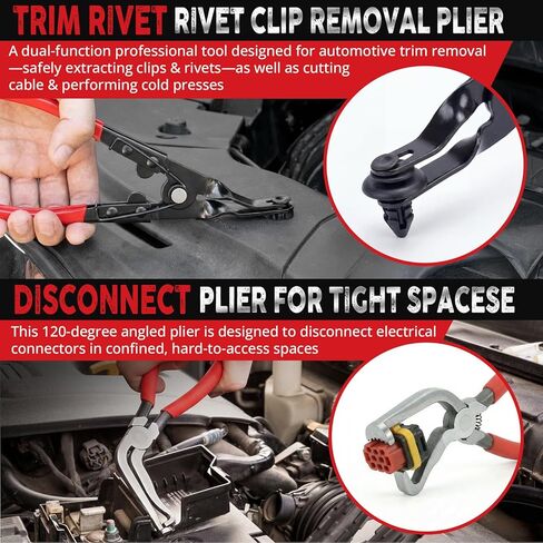 7PCS Electrical Disconnect Pliers, Automotive Electrical Disconnect Pliers, Connector Removal Tool Kit for Cars, Trucks & SUVs with Storage Bag & Gloves in Kuwait