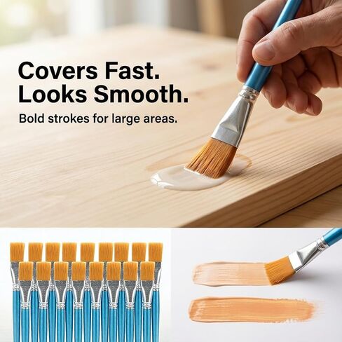 50 Pack 1 Inch Paint Brushes, Acrylic Paint Brushes Bulk, Large Flat Bristle Brush Set for Arts & Crafts, Watercolor, Tempera, Glue, Classroom Projects, Touch-Up, Washable & Reusable in Kuwait