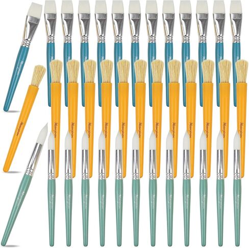 Large Paint Brushes Set for Kids, 20 Pack Non-Toxic Washable Round & Flat Brushes for Children Ages 3-8, Colorful Art Supplies for Toddlers in Saudi Arabia