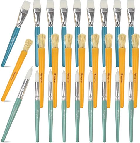 Large Paint Brushes Set for Kids, 20 Pack Non-Toxic Washable Round & Flat Brushes for Children Ages 3-8, Colorful Art Supplies for Toddlers in Saudi Arabia