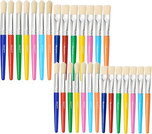 Large Paint Brushes Set for Kids, 20 Pack Non-Toxic Washable Round & Flat Brushes for Children Ages 3-8, Colorful Art Supplies for Toddlers in Saudi Arabia