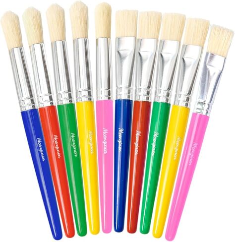 Large Paint Brushes Set for Kids, 20 Pack Non-Toxic Washable Round & Flat Brushes for Children Ages 3-8, Colorful Art Supplies for Toddlers in Saudi Arabia