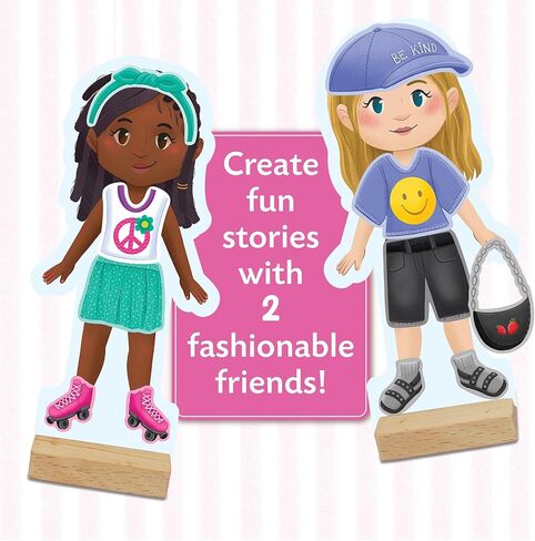 لعبة تلبيس مغناطيسية من Peaceable Kingdom: مجموعة لعب Fashion Friends، دمى تلبيس مغناطيسية مع حقيبة خزانة ملابس، مجموعة ألعاب تظاهرية مكونة من 50+ قطعة، لعبة خالية من الشاشة للأطفال من سن 3 سنوات فما فوق in Kuwait
