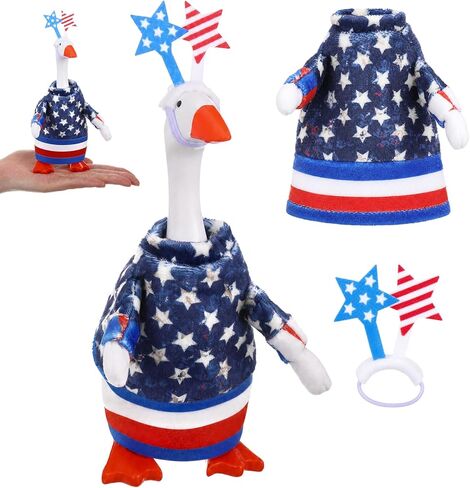 Abbylike 1 Set 4th of July Mini Desk Goose Outfits 7 Inch 250th Anniversary Independence Day Magnetic Table Goose Statue Patriotic Clothes American Flag for Sculpture Costume (Whitebeard) in Kuwait