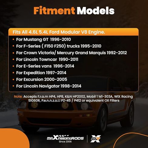 مجموعة نقل فلتر الزيت maxpeedingrods 10AN لمحركات Ford Modular 4.6L 5.4L V8، Mustang GT 1996-2010، Expedition 1997-2014، F150 F250 1995-2010، لمرشحات الزيت المكافئة HP4 HP8 in Kuwait