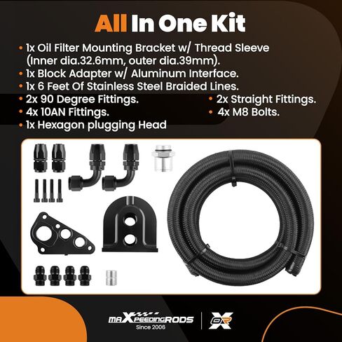 مجموعة نقل فلتر الزيت maxpeedingrods 10AN لمحركات Ford Modular 4.6L 5.4L V8، Mustang GT 1996-2010، Expedition 1997-2014، F150 F250 1995-2010، لمرشحات الزيت المكافئة HP4 HP8 in Kuwait