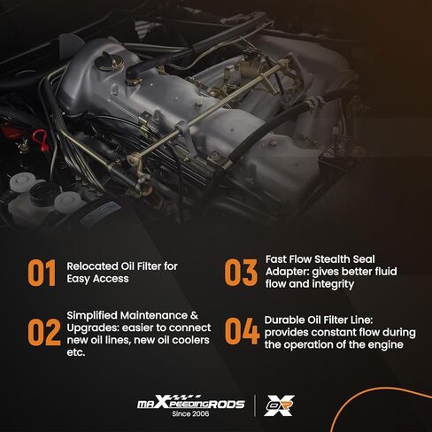 مجموعة نقل فلتر الزيت maxpeedingrods 10AN لمحركات Ford Modular 4.6L 5.4L V8، Mustang GT 1996-2010، Expedition 1997-2014، F150 F250 1995-2010، لمرشحات الزيت المكافئة HP4 HP8 in Kuwait