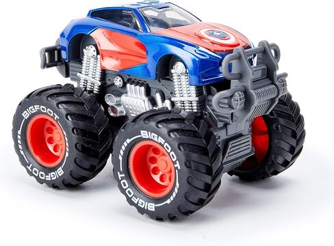 Boys and Girls 1:64 Scale Monster Trucks Toy Trucks,Giant Wheels, 4-Wheel Drive Friction Powered,Favorite Superhero and Cool Designs, Age 3, 4-8 and Above (Captain) in Kuwait