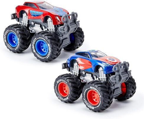 Boys and Girls 1:64 Scale Monster Trucks Toy Trucks,Giant Wheels, 4-Wheel Drive Friction Powered,Favorite Superhero and Cool Designs, Age 3, 4-8 and Above (Captain) in Saudi Arabia