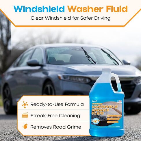 ZeroR® Windshield Washer Fluid, Ready to Use, +32°F Formula for Streak-Free Automotive Glass, Bug Splatter & Road Grime | Made in USA | 128 fl oz (1 Gallon) in Saudi Arabia