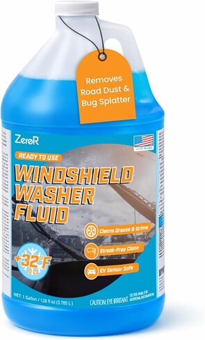 ZeroR® Windshield Washer Fluid, Ready to Use, +32°F Formula for Streak-Free Automotive Glass, Bug Splatter & Road Grime | Made in USA | 128 fl oz (1 Gallon) in Kuwait