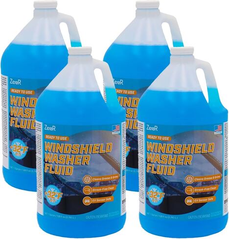 ZeroR® Windshield Washer Fluid, Ready to Use, +32°F Formula for Streak-Free Automotive Glass, Bug Splatter & Road Grime | Made in USA | 128 fl oz (1 Gallon) in Saudi Arabia