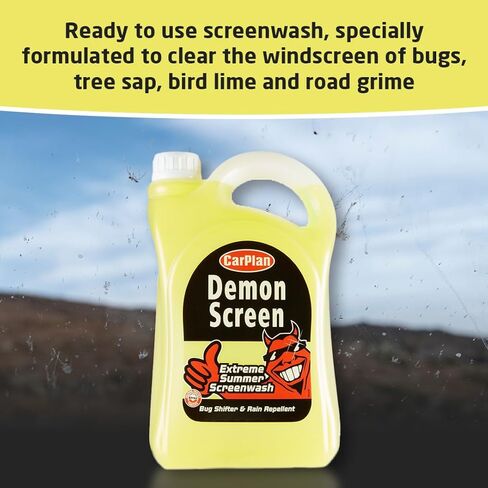 CarPlan Demon Screen Windshield Washer Fluid 84.5 oz - Summer Windshield Wash, Rain Repellent, Bug Remover, Bird Dropping & Tree Sap Cleaner in Kuwait