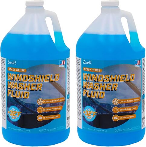 ZeroR® Windshield Washer Fluid, Ready to Use, +32°F Formula for Streak-Free Automotive Glass, Bug Splatter & Road Grime | Made in USA | 128 fl oz (1 Gallon) in Saudi Arabia
