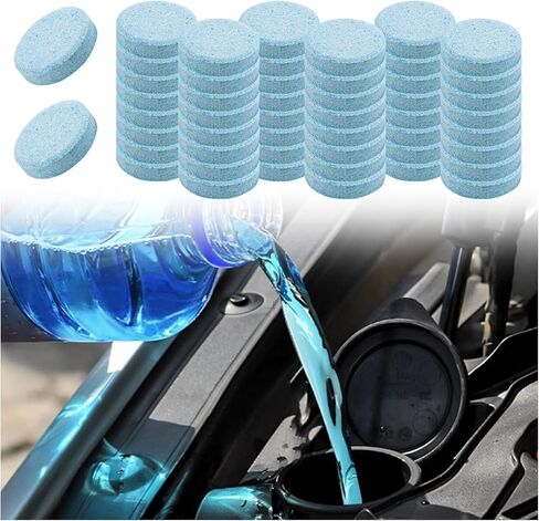 50PCS Windshield Washer Tablets,Concentrated Solid Effervescent Windshield Washer Fluid Tablets for Quickly Clearing Dust,Mud & Grime,Portable Windshields Wiper Fluid Tablet in Kuwait