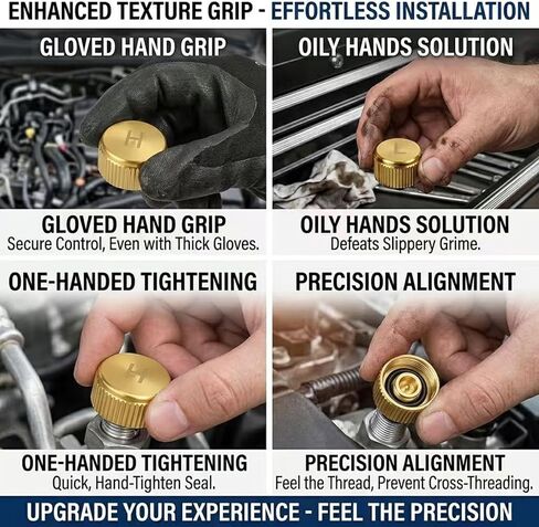 Brass A/C Valve Caps for R134a Systems, Durable Heavy-Duty High and Low Side Port Covers with Sealing O-Rings, Compatible with Standard Automotive Air Conditioning Service Ports, Set of 2 in Kuwait