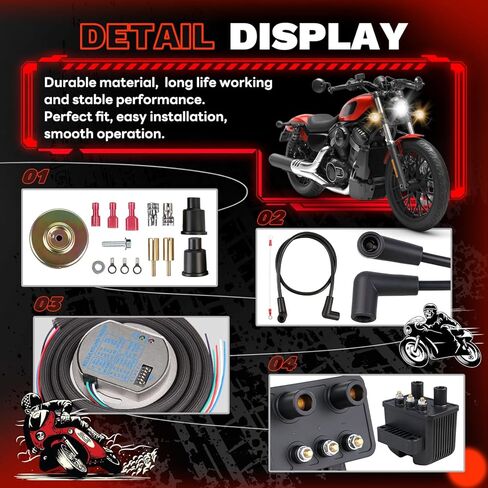 مجموعة ملف إشعال قابلة للبرمجة 53-660 متوافقة مع Harley-Davidson 1970-1999 Big Twin/ 1971-2003 Sportster (باستثناء طراز 1200S وجميع موديلات EFI) in Kuwait