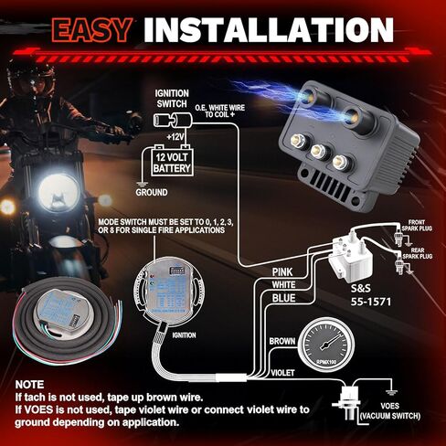 مجموعة ملف إشعال قابلة للبرمجة 53-660 متوافقة مع Harley-Davidson 1970-1999 Big Twin/ 1971-2003 Sportster (باستثناء طراز 1200S وجميع موديلات EFI) in Kuwait
