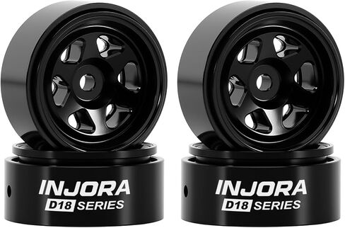 عجلات INJORA 0.7 بوصة D18 من الألومنيوم ذات 6 أذرع لـ 1/30 محوري SCX30، W7001 (أسود) in Kuwait
