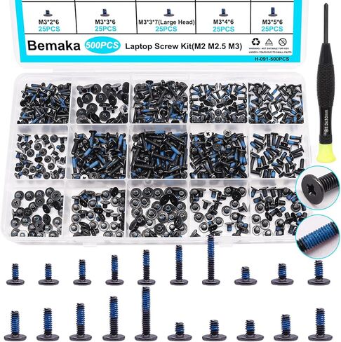 502PCS Computer Screws Assortment Kit, Motherboard Standoffs Screws for PC Fan, PC Case, HDD Hard Drive, ATX Case, Laptop, SSD, CD-ROM, Used for DIY Installation & Repair of Computer Parts in Saudi Arabia