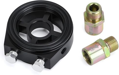 Transmission Temperature Aluminum Oil Pressure Gauge Oil Filter Sandwich Adapter Car Accessories VR6722 Universal(Black) in Saudi Arabia
