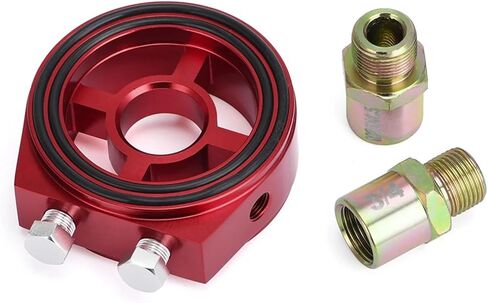 Transmission Temperature Aluminum Oil Pressure Gauge Oil Filter Sandwich Adapter Car Accessories VR6722 Universal(Black) in Saudi Arabia