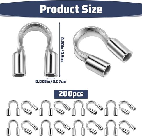 200Pcs Stainless Steel Wire Guardian Protectors U Shape Wire Guards Loops Thread Protector for Necklaces Bracelets Beading Jewelry Making Craft in Kuwait