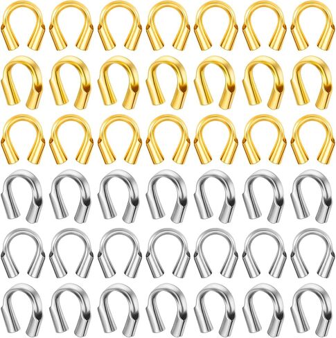 Thinp 200 Pcs Wire Guards for Jewelry Making, Brass Wire Guardian U-Shape Wires Protector for Jewelry Wires Guard Loops for Earring Bracelet Necklace Pendant DIY Jewelrys Making Supplies, 2 Colors in Kuwait