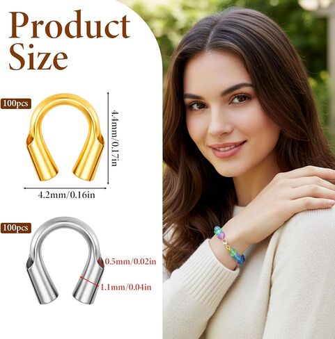 Thinp 200 Pcs Wire Guards for Jewelry Making, Brass Wire Guardian U-Shape Wires Protector for Jewelry Wires Guard Loops for Earring Bracelet Necklace Pendant DIY Jewelrys Making Supplies, 2 Colors in Kuwait