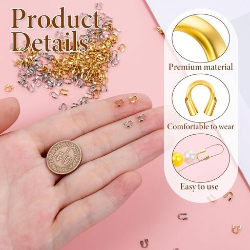 Thinp 200 Pcs Wire Guards for Jewelry Making, Brass Wire Guardian U-Shape Wires Protector for Jewelry Wires Guard Loops for Earring Bracelet Necklace Pendant DIY Jewelrys Making Supplies, 2 Colors in Kuwait