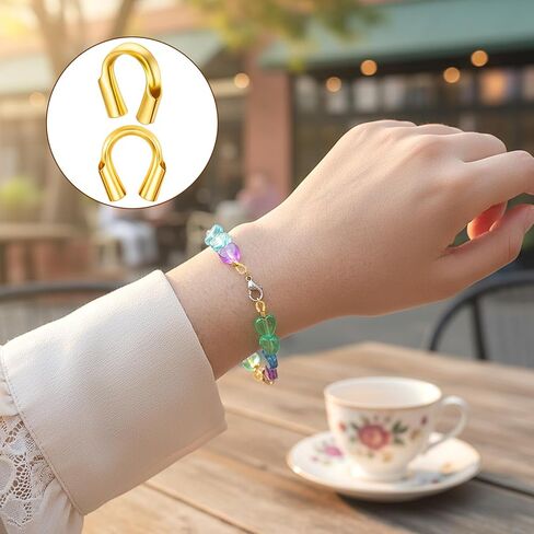 Thinp 200 Pcs Wire Guards for Jewelry Making, Brass Wire Guardian U-Shape Wires Protector for Jewelry Wires Guard Loops for Earring Bracelet Necklace Pendant DIY Jewelrys Making Supplies, 2 Colors in Kuwait
