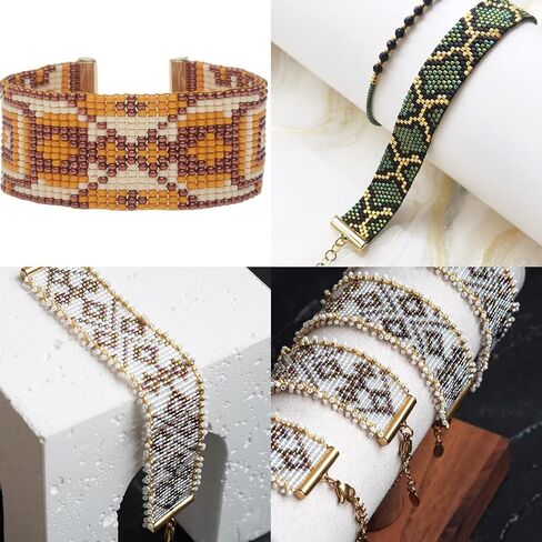 JOJOPLAY All Size Slider Clasp for Beading Slide Tube Cord Ends with Open Jump Rings Lobster Clasp Chain Extender Jewelry Finding Kit Bead Loom End Bar for Jewelry Making (Rose Gold) in Kuwait