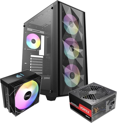 RAIDMAX Vector V Series Gaming Case with 4 Pre-Installed Static RGB Fans, ATX Mid Tower Case, Airflow Gaming PC, Tempered Glass (CS-V211TBSP700C240) in Kuwait