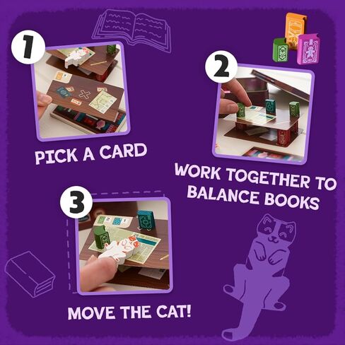 رف الكتب من Alley Cat Games | الأعمار 8+ | 2-4 لاعبين | لعبة التراص التعاوني | لعبة بطاقة المهارة والتوازن وبرج الكتاب في علبة السفر | تحدي الطاولة التعاونية in Kuwait